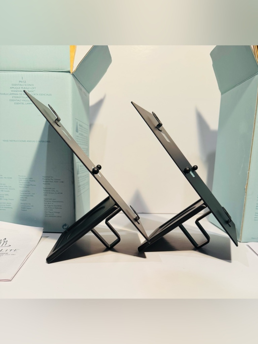PartyLite Essential Wall Sconce Candle Holders Set of 2 Black Metal P9153 NIB